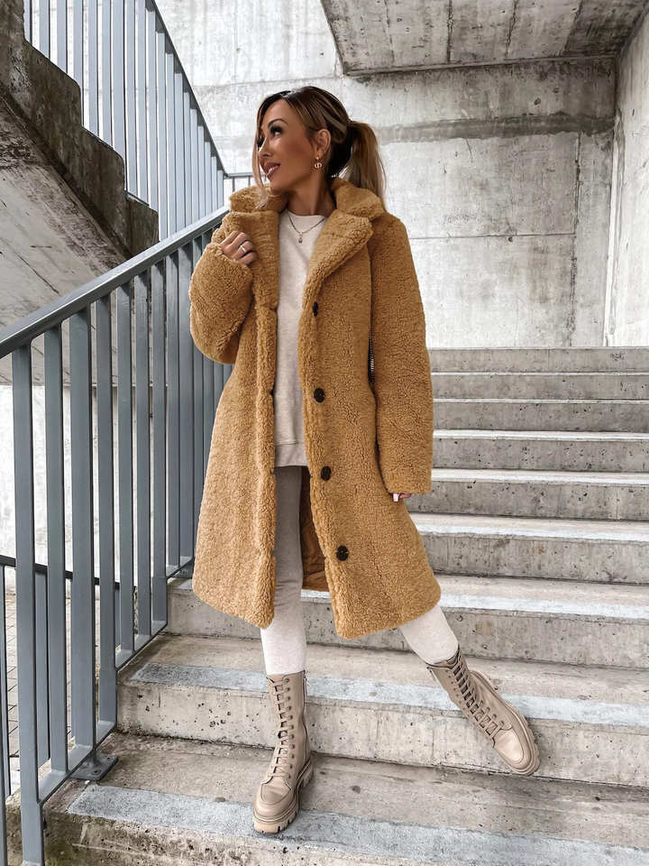 Damen Winter Teddy Mantel | Lang