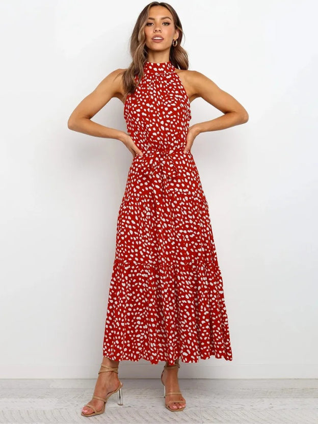 Elegantes Neckholder Kleid Ohne Ärmel Für Damen | Midi