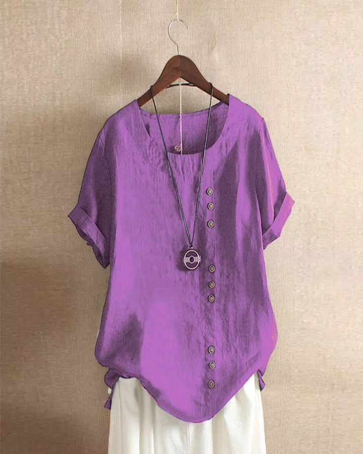 Kurzärmlige Sommerbluse Für Damen | Rundhalsausschnitt