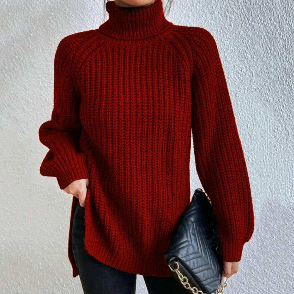 Damen Rollkragenpullover mit Lockerer Passform | Langarm