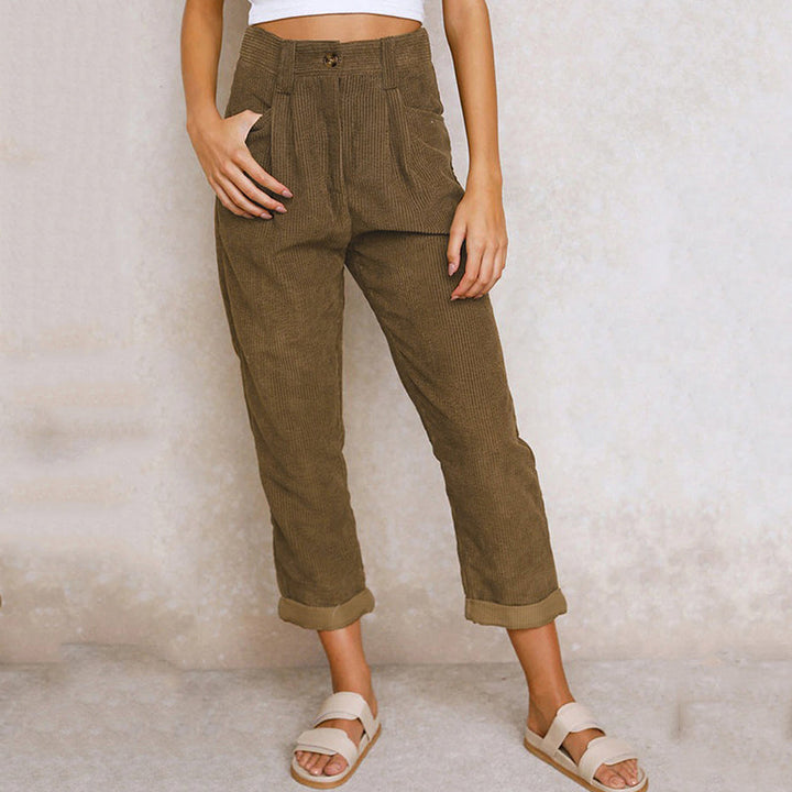 Damen Stilvolle Cordhose | Hoch Tailliert