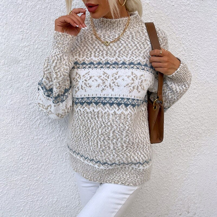 Damen Strickpullover mit Schneeflockenmuster | Gemütlich