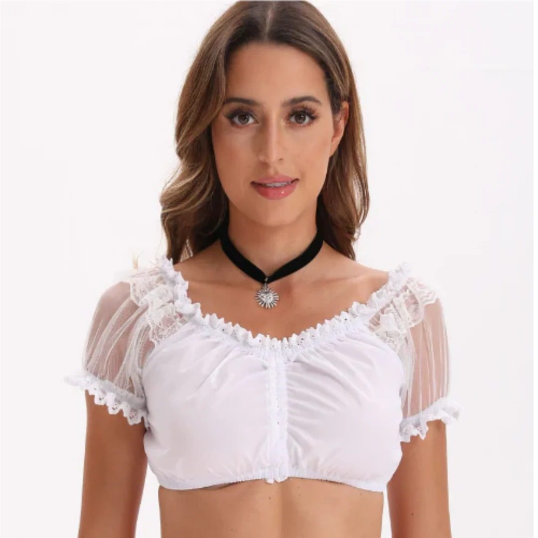 Dirndlbluse Mit Rüschen Für Damen | Kurzarm