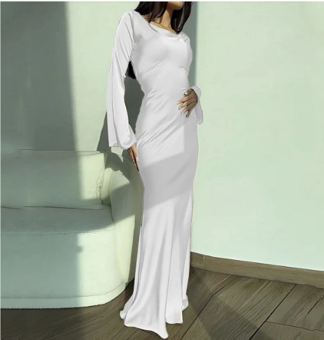 Elizabeth | Damen Langarm Hochzeits Gast Kleid | Maxi
