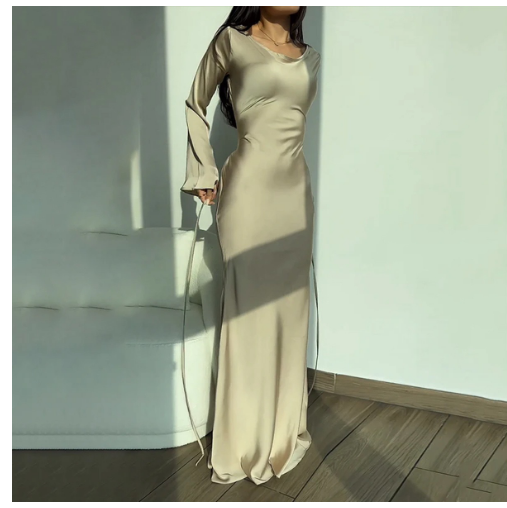 Elizabeth | Damen Langarm Hochzeits Gast Kleid | Maxi