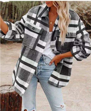 Tin | Damen Klassische Plaid Jacke | Übergröße
