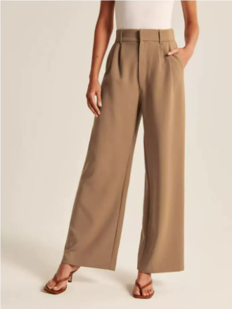 Damen Lässige Hochtaillierte Hose | Weit Bein