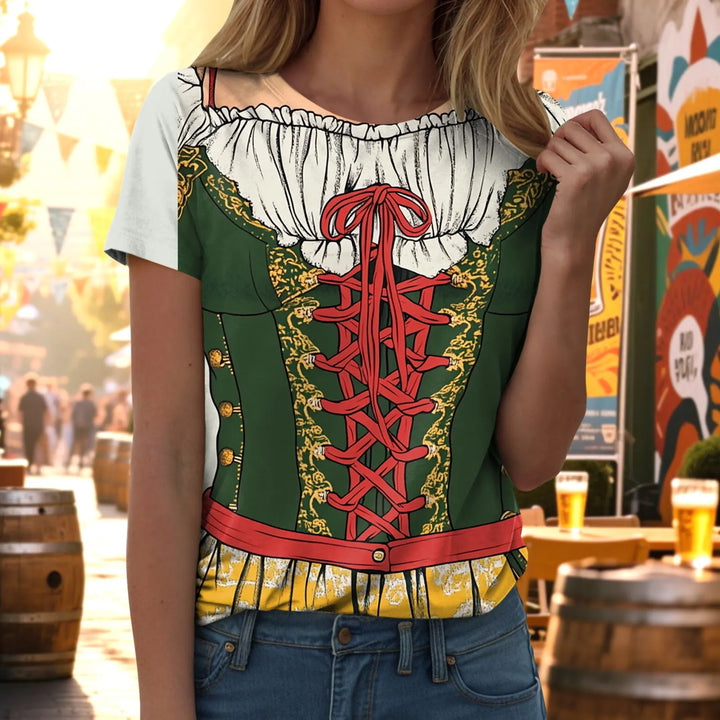 Damen Kurzarm Oktoberfest T-Shirt | Rundhals