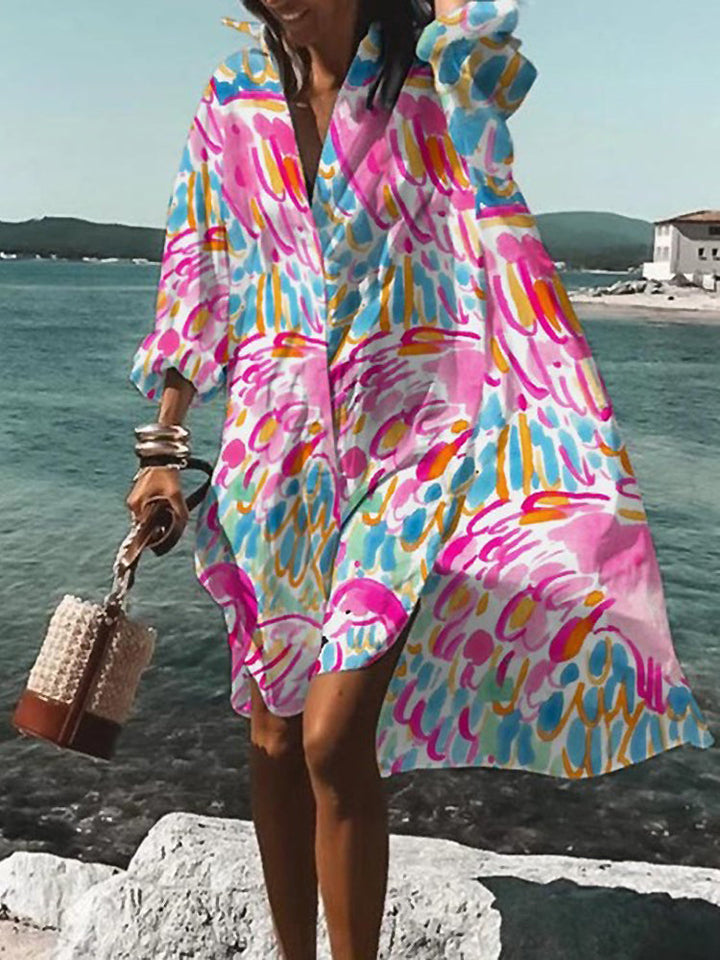 Übergroßes Hemdblusenkleid Mit Muster Für Damen | Mini