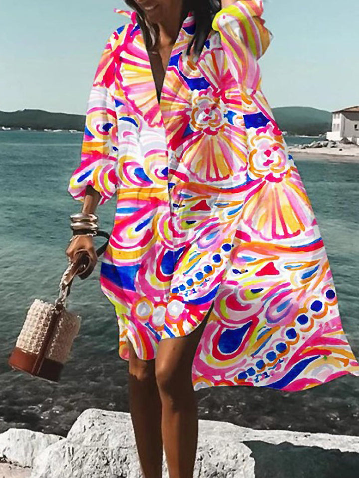 Übergroßes Hemdblusenkleid Mit Muster Für Damen | Mini