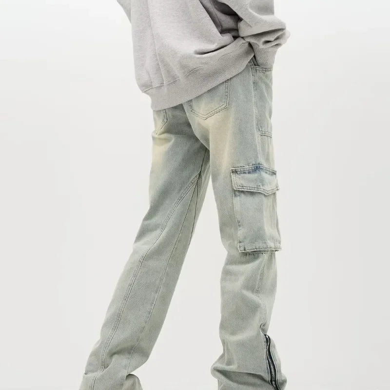 Herren Baggy Jeans | mit Seitlichen Reißverschlüssen und Taschen