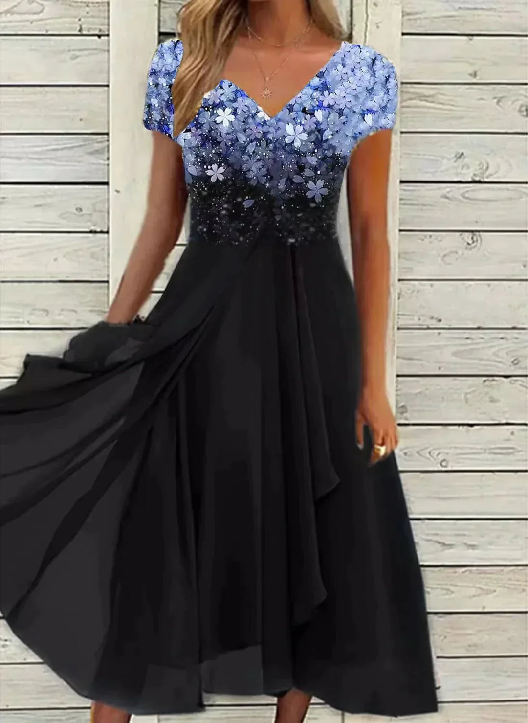 Elegantes Kleid Mit Blumendruck Für Damen | Midi