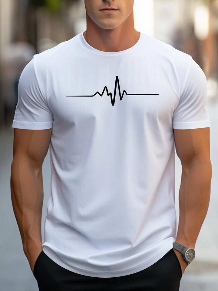 Herren Slim Fit Kurzarm T-Shirt | Herzschlag Print