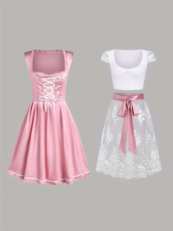 Damen Rosa Bayerisches Dirndl Kleid | Oktoberfest