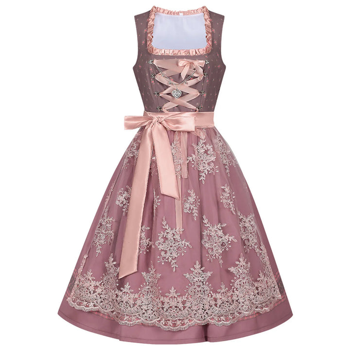 Damen Midi Oktoberfest Dirndl Kleid | Rosa
