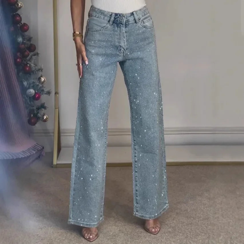 Damen Funkelndem Stil Mom-Jeans | Lässig