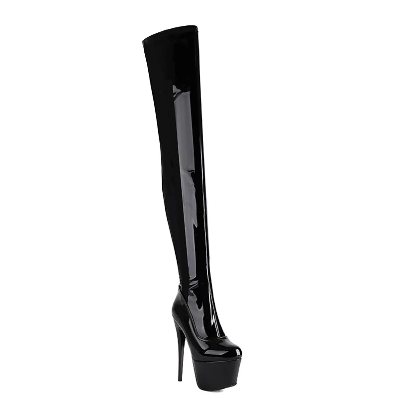 Damen Overknee Stiefel | Hoher Stiletto-Plateau