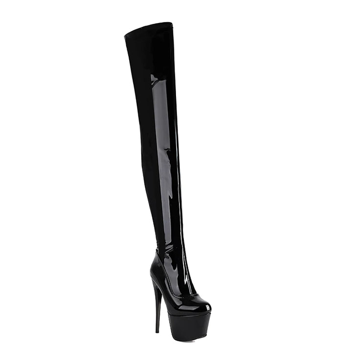 Damen Overknee Stiefel | Hoher Stiletto-Plateau