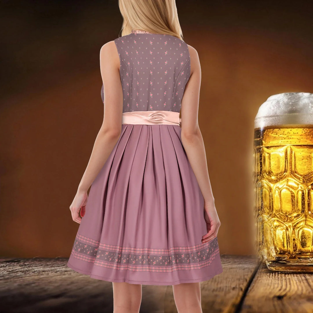 Damen Midi Oktoberfest Dirndl Kleid | Rosa