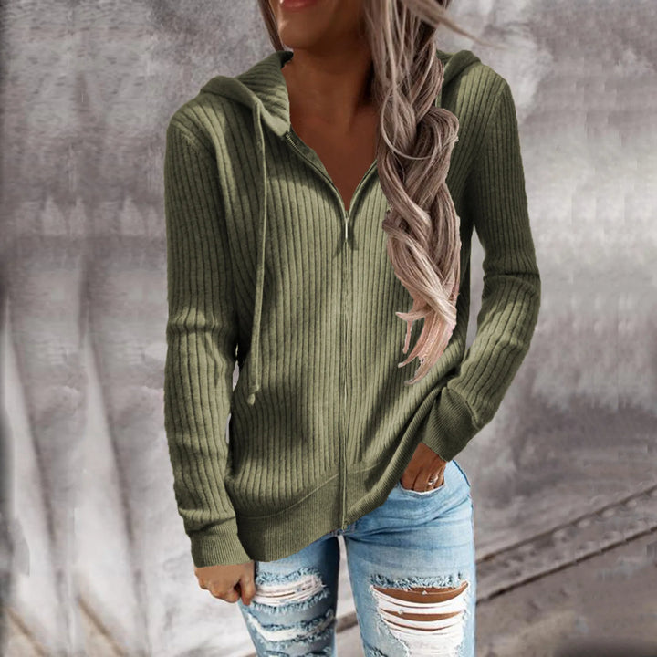 Damen Reißverschluss Winter-Sweatshirt | Mit Kapuze