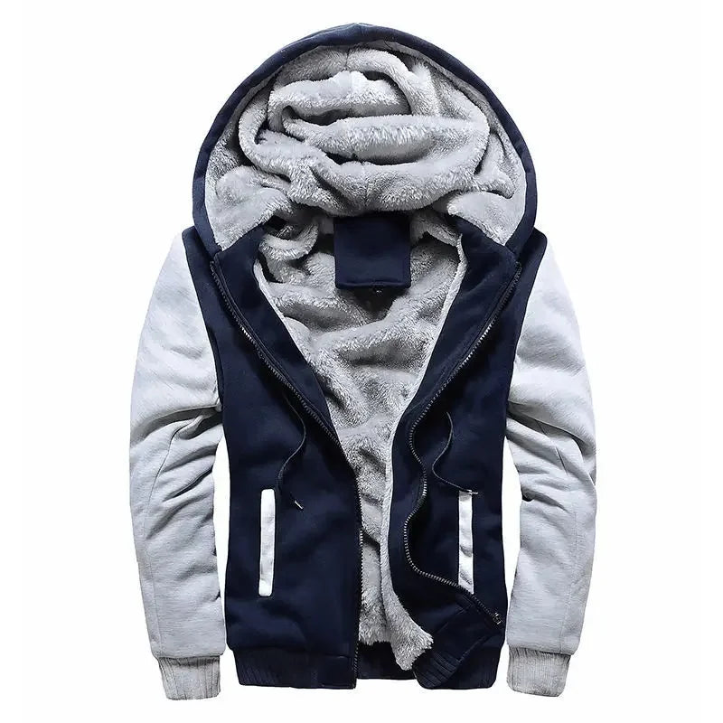 Herren Fleece Steppjacke | Mit Kapuze