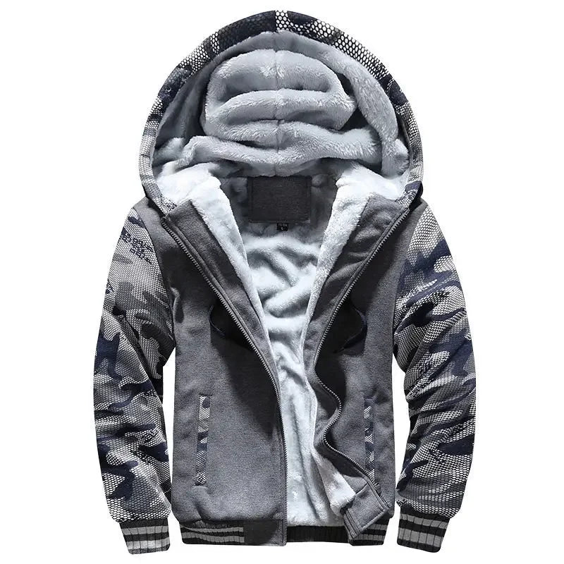 Herren Fleece Steppjacke | Mit Kapuze
