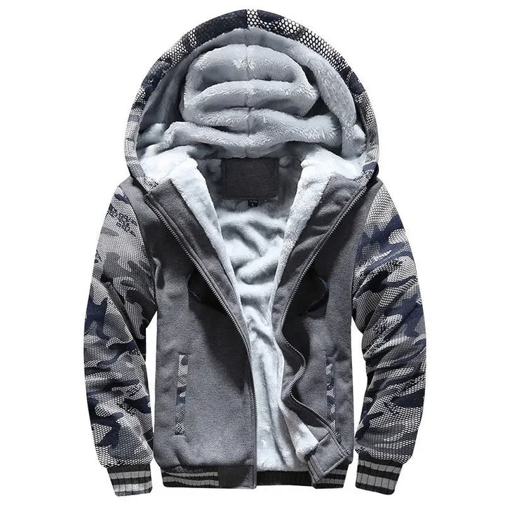 Herren Fleece Steppjacke | Mit Kapuze