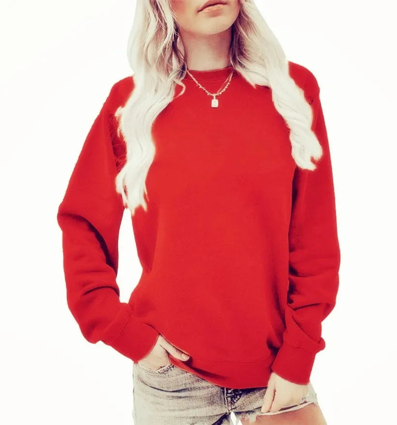 Damen Rundhalsausschnitt Winter-Sweatshirt | Langarm