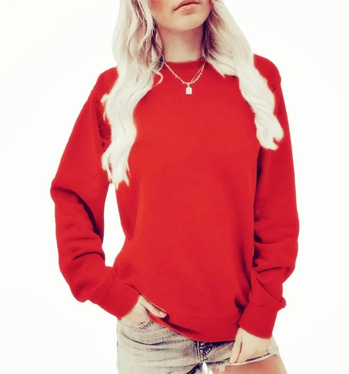 Damen Rundhalsausschnitt Winter-Sweatshirt | Langarm
