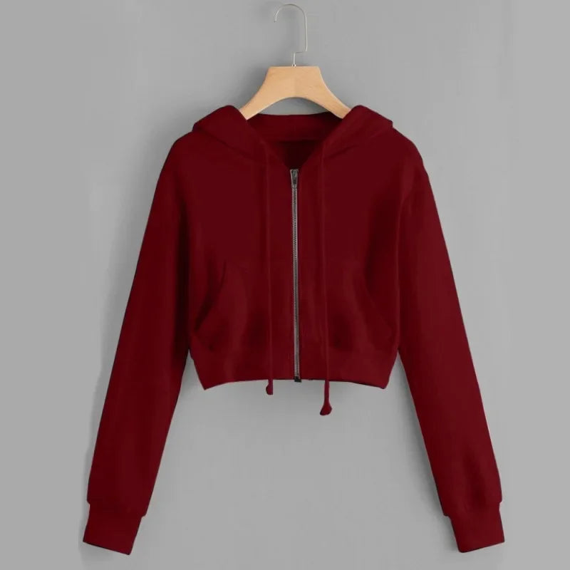 Kurzes Winter-Sweatshirt für Damen | Mit Kapuze