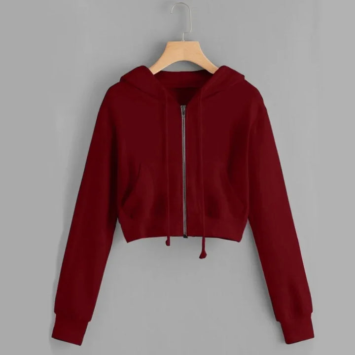 Kurzes Winter-Sweatshirt für Damen | Mit Kapuze