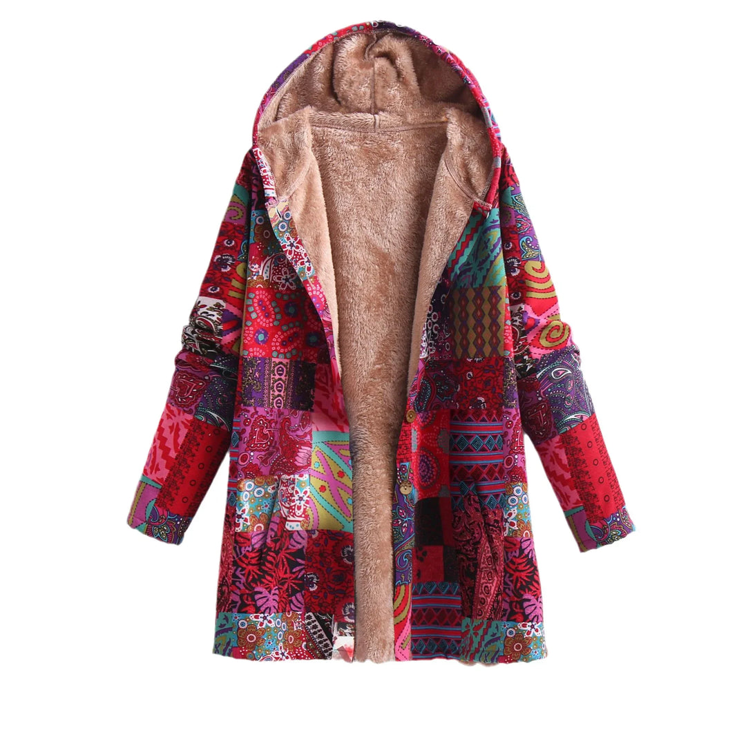Bedruckte Fleece Jacke für Damen | Mit Kapuze