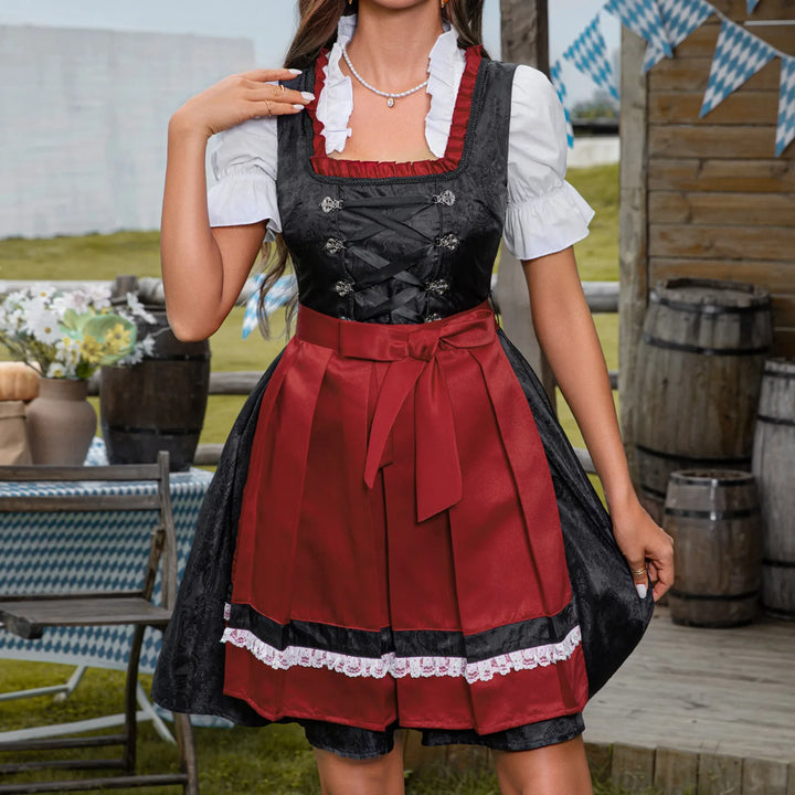 Damen Klassisches Bayerisches Dirndl Kleid | Mit Schürze