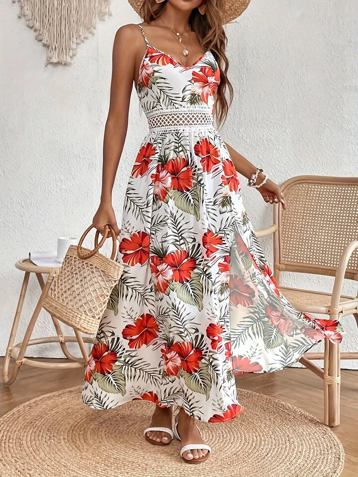 Damen Sommer Kleid mit Blumenmuster | Maxi