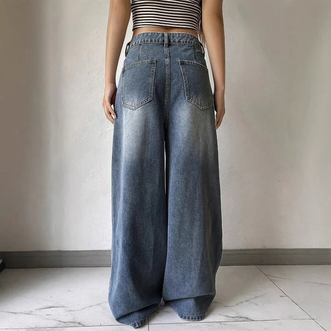 Damen Modische Baggy Jeans | Weites Bein