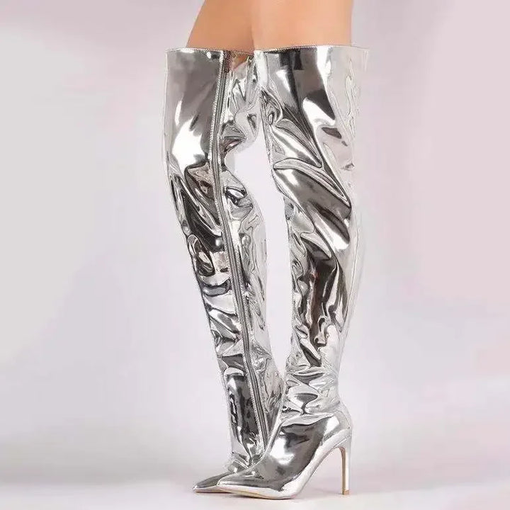 Damen Stilvoll Overknee Boots Schwarz | Mit Reißverschluss