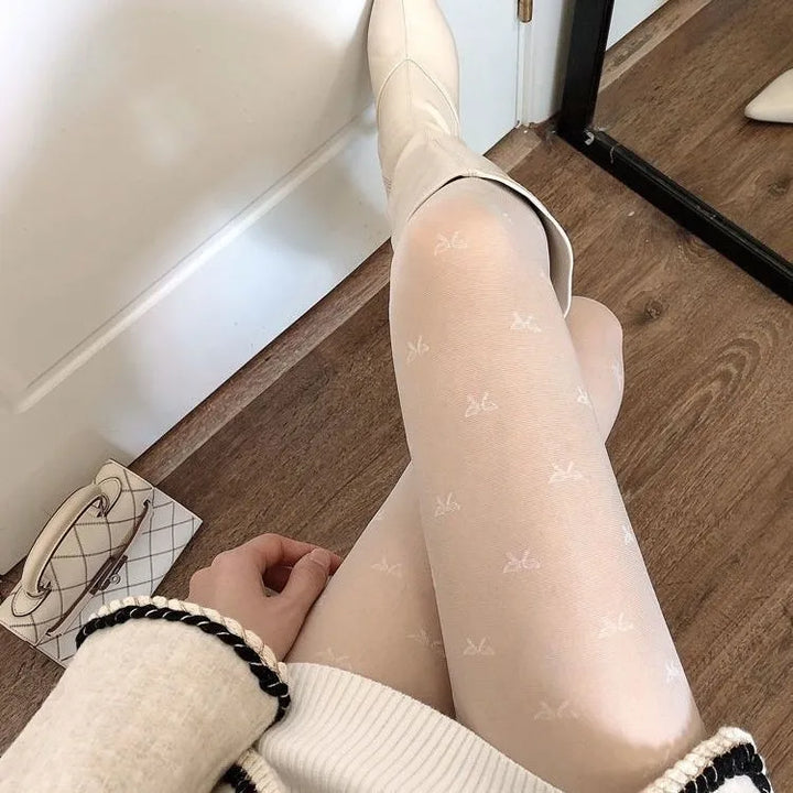Oberschenkelhohe-Strumpfhose für Damen | Mit Gemustertem Design