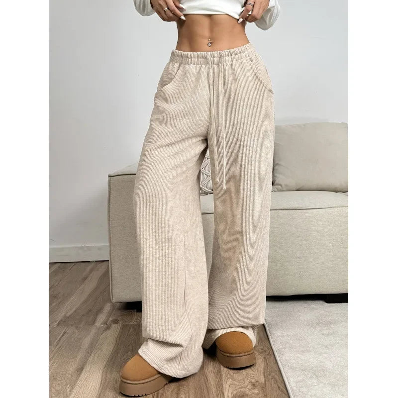 Damen Trendige Hoch Tailliert Cordhose | Entspannte Passform