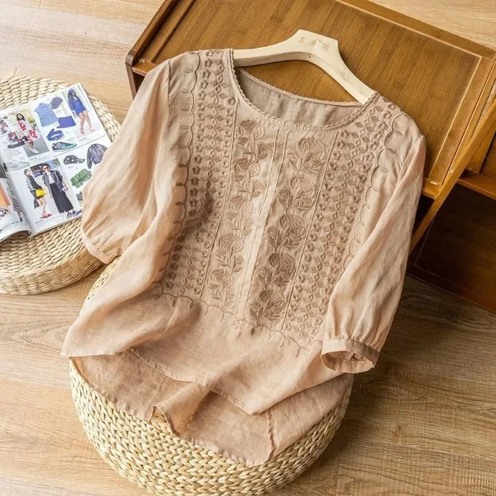 Bestickte Bluse Mit 3/4 Ärmeln Für Damen | Vintage