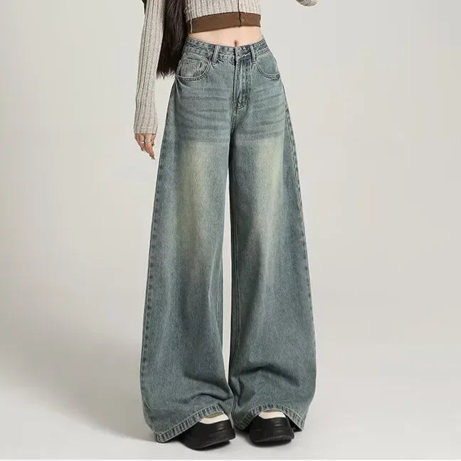 Damen Stilvoll Baggy Jeans | Hohe Taille