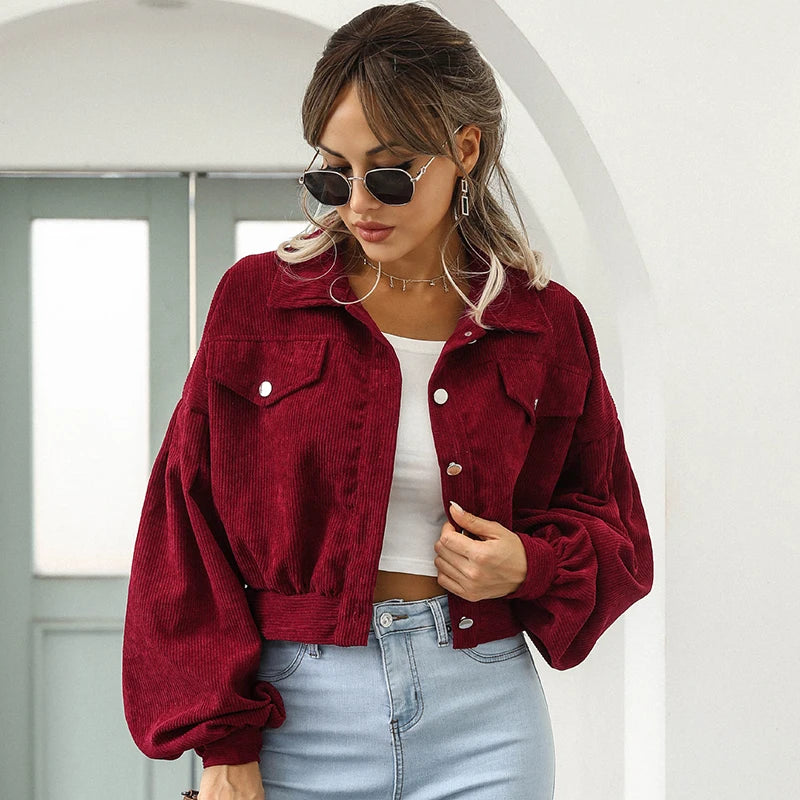 Kurze Cord Jacke für Damen | Lässig