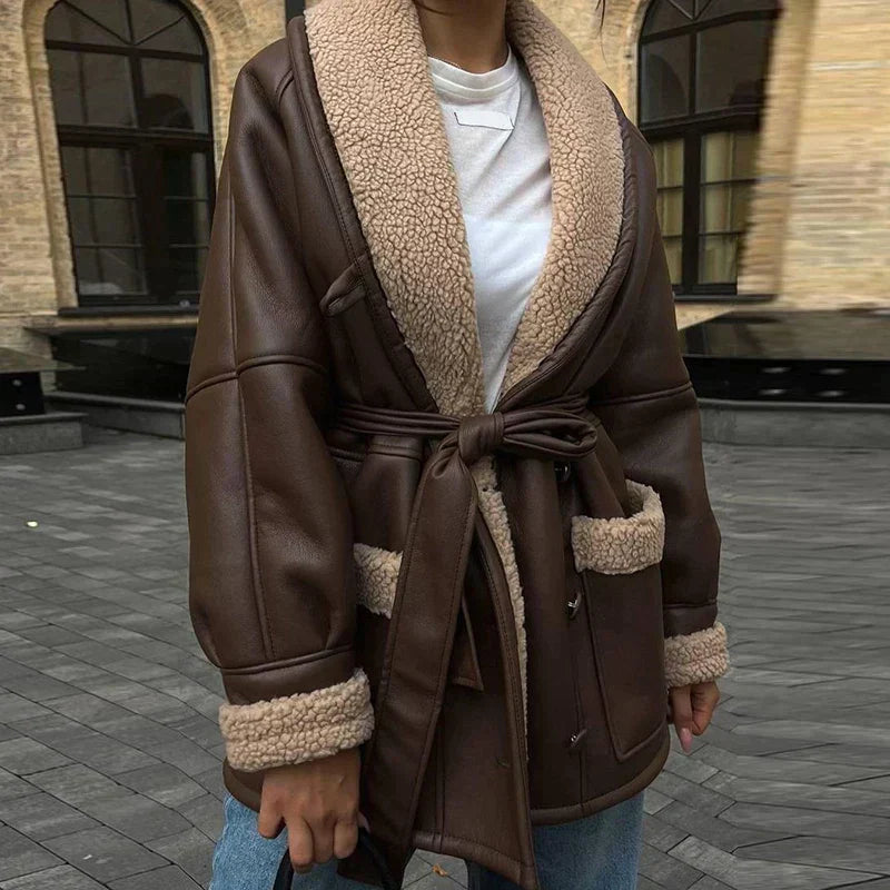 Modische Damenjacke mit Gürtel | Winter
