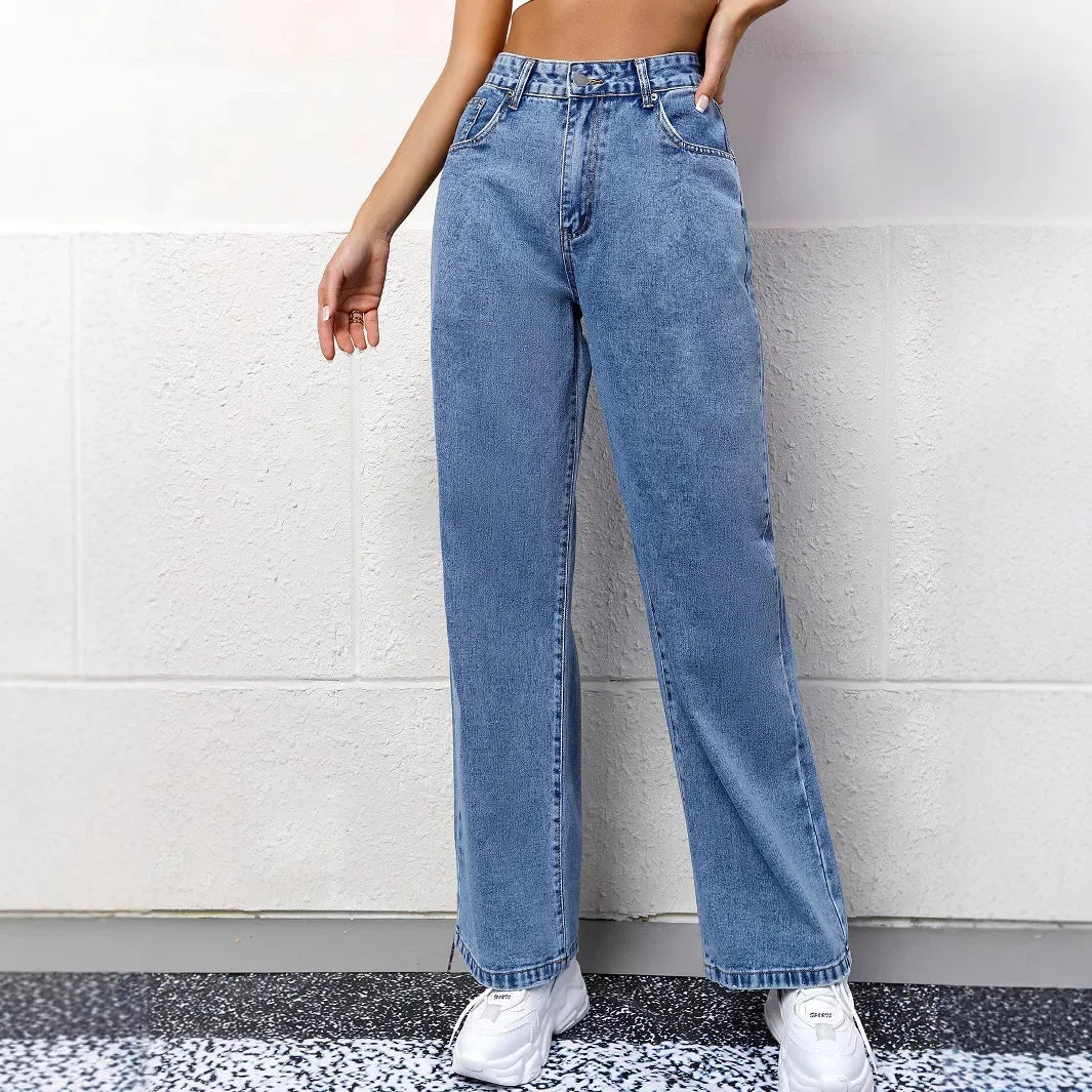 Damen Hohe Taille Mom-Jeans | Lässig