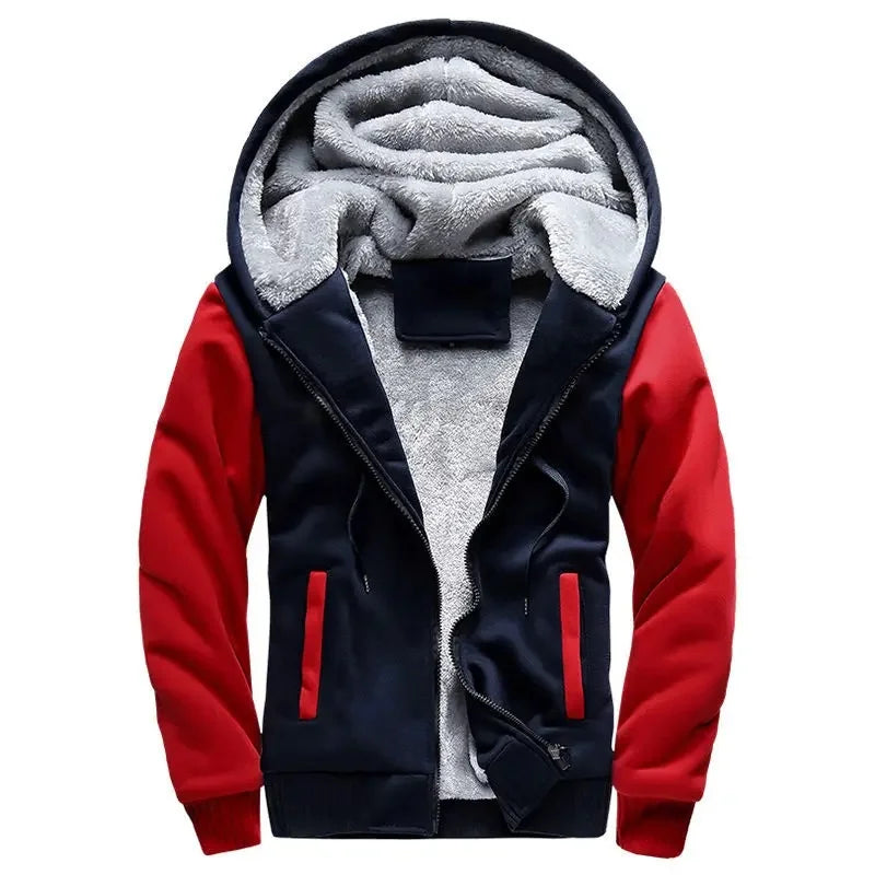 Herren Fleece Steppjacke | Mit Kapuze