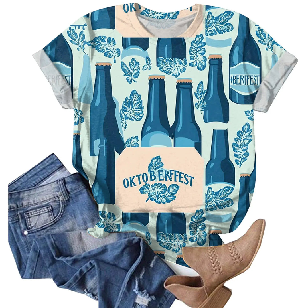 Damen Kurzarm Oktoberfest T-Shirt | Rundhals