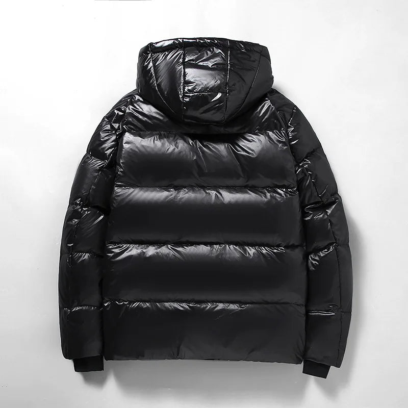 Herren Winter-Daunen Jacke mit Kapuze | Schwarz