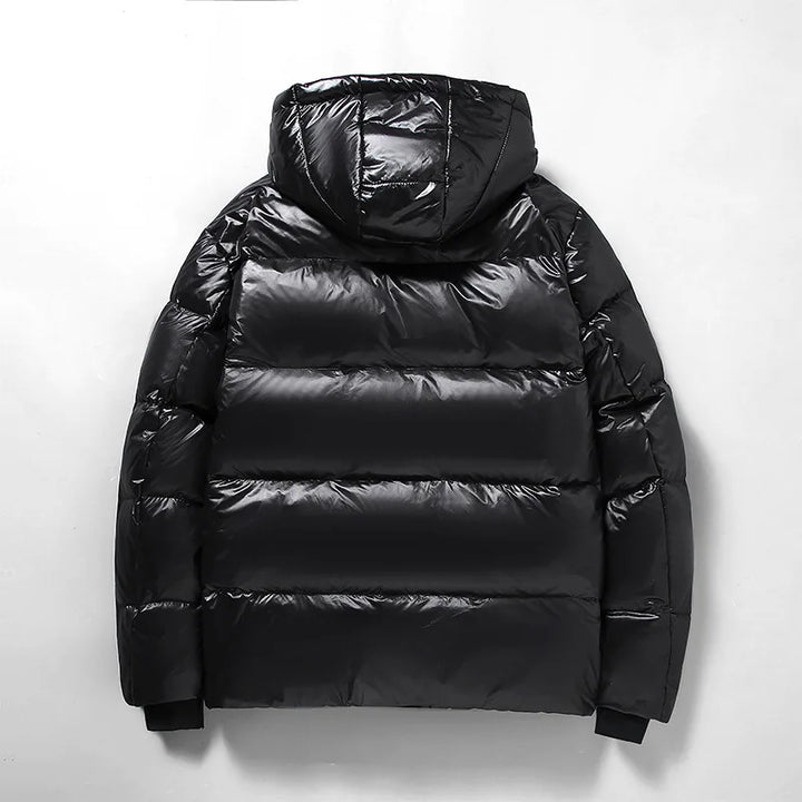 Herren Winter-Daunen Jacke mit Kapuze | Schwarz