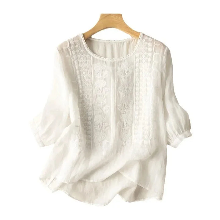 Bestickte Bluse Mit 3/4 Ärmeln Für Damen | Vintage