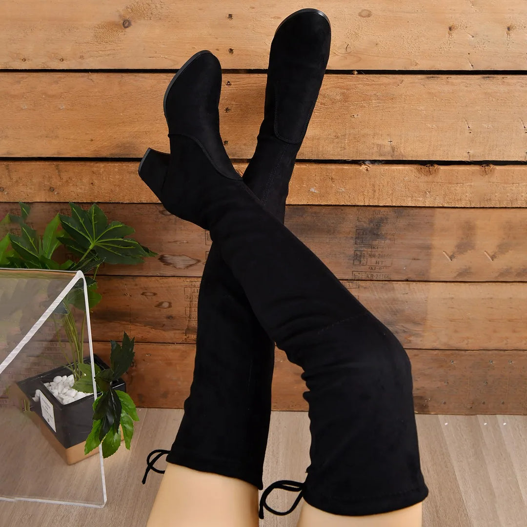 Overknee Boots Schwarz für Damen | Blockabsatz