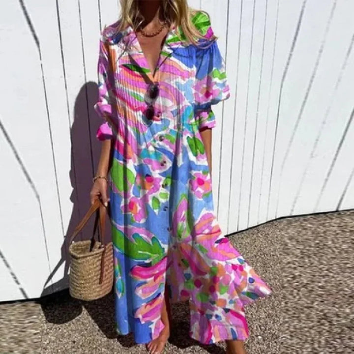 Boho Maxikleid Mit V Ausschnitt Für Damen